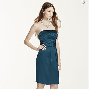 Short Charmeuse Dress with Ruched Waist